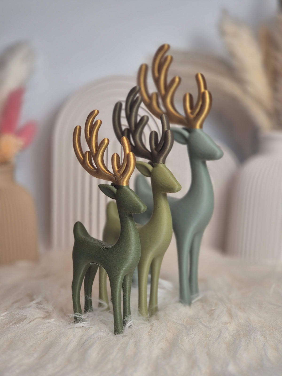 Skandi Hirsch Dekofigur – 3D-gedruckte Herbst- und Weihnachtsdeko in 3 Größen