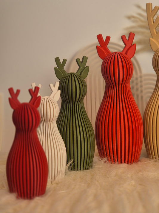Skandi Rentier Dekofigur – 3D-gedruckte Weihnachtsdeko in 3 Größen