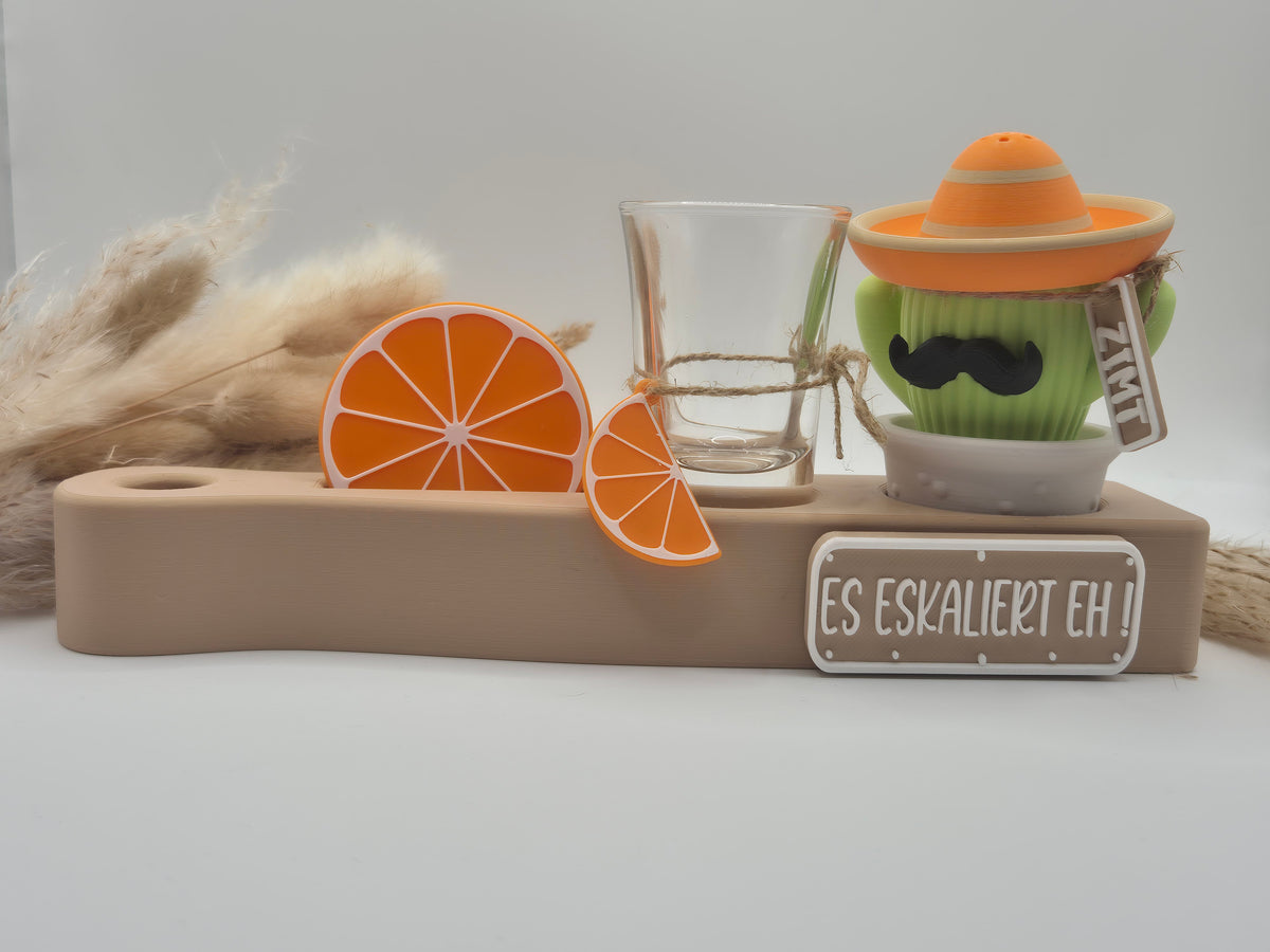 Schnapslatte Single mit Mr. Nacho Streuer – Wunschtext Geschenkset