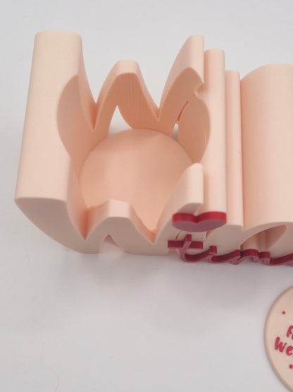 Wine Time Flaschenhalter – 3D Druck Weingeschenk mit Wunsch-Anhänger