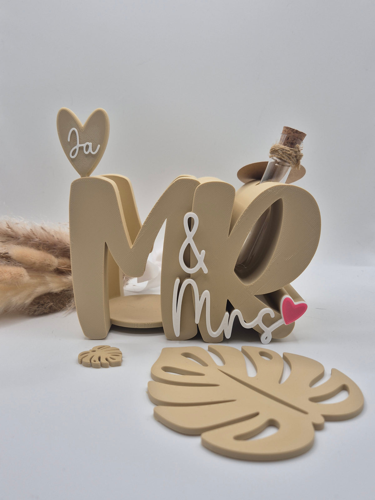 Mr & Mrs Flaschenhalter mit Reagenzglas – Geldgeschenk zur Hochzeit