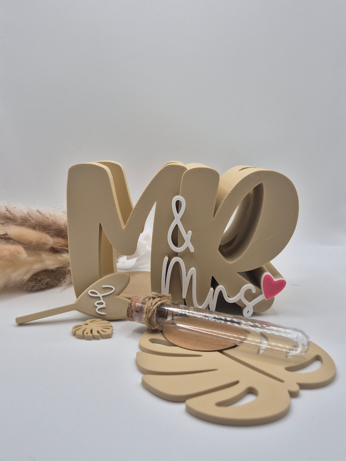 Mr & Mrs Flaschenhalter mit Reagenzglas – Geldgeschenk zur Hochzeit