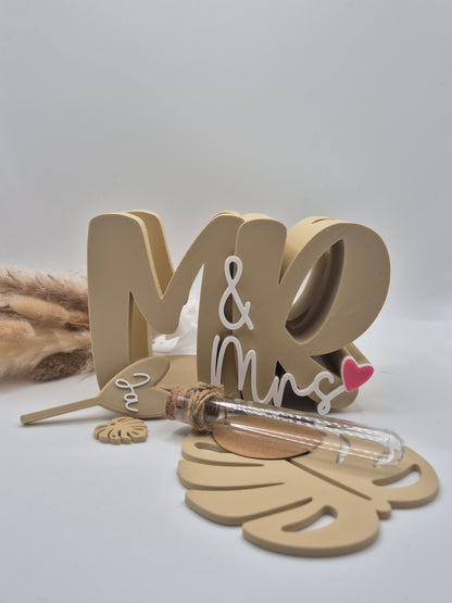 Mr & Mrs Flaschenhalter mit Reagenzglas – Geldgeschenk zur Hochzeit