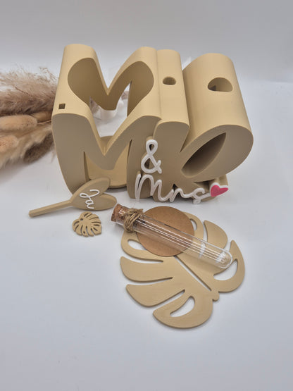 Mr & Mrs Flaschenhalter mit Reagenzglas – Geldgeschenk zur Hochzeit