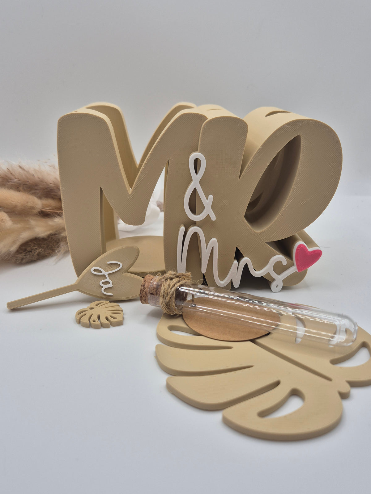 Mr & Mrs Flaschenhalter mit Reagenzglas – Geldgeschenk zur Hochzeit