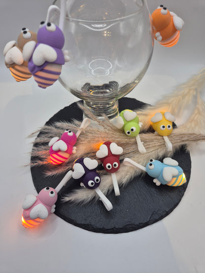 Glühwürmchen Irmchen – Leuchtender Glasmarkierer mit LED | 3D Druck | Gastgeschenk Mädelsabend & JGA
