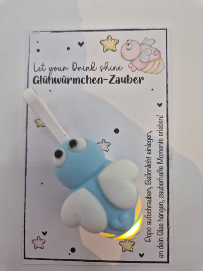 Glühwürmchen Irmchen – Leuchtender Glasmarkierer mit LED | 3D Druck | Gastgeschenk Mädelsabend & JGA