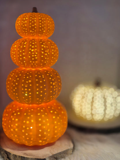 Kürbis-Windlicht für LED-Teelicht – 3D-Deko in 4 Größen