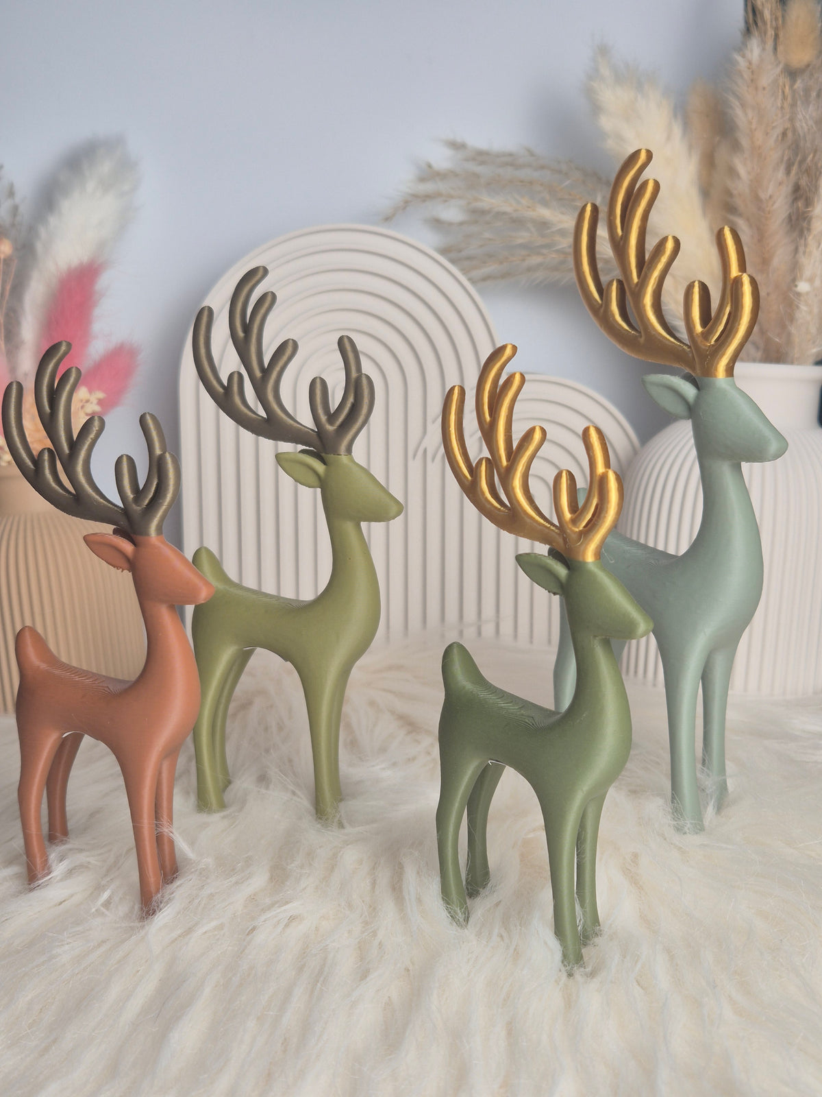 Skandi Hirsch Dekofigur – 3D-gedruckte Herbst- und Weihnachtsdeko in 3 Größen