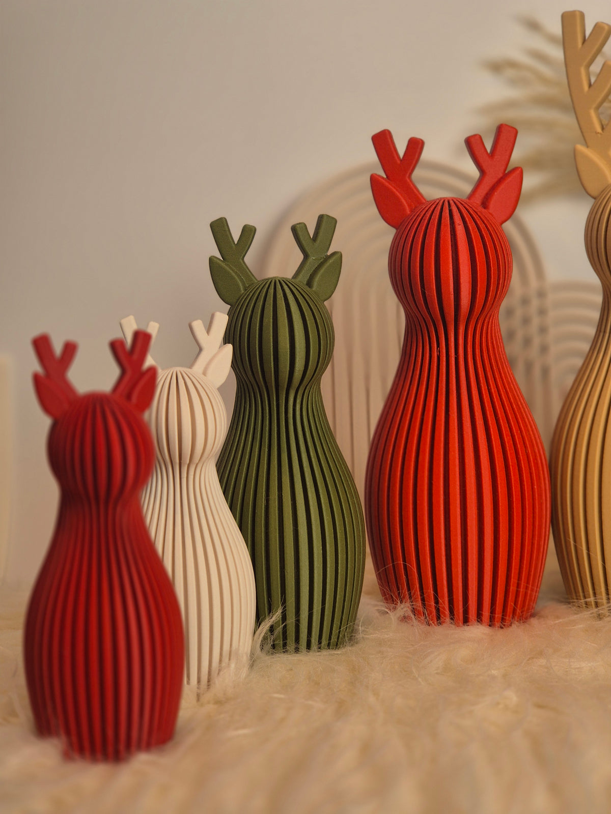 Skandi Rentier Dekofigur – 3D-gedruckte Weihnachtsdeko in 3 Größen