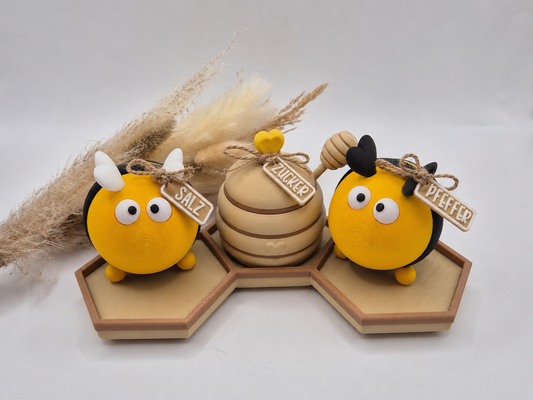3D Druck Gewürzset Hummel „Horstie“ – Salz, Pfeffer & Zuckerdose | Individuell zusammenstellen