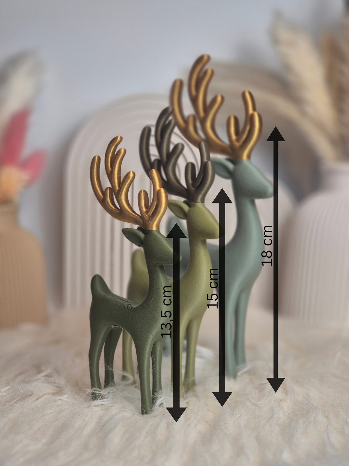 Skandi Hirsch Dekofigur – 3D-gedruckte Herbst- und Weihnachtsdeko in 3 Größen