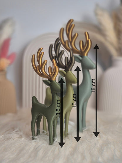 Skandi Hirsch Dekofigur – 3D-gedruckte Herbst- und Weihnachtsdeko in 3 Größen