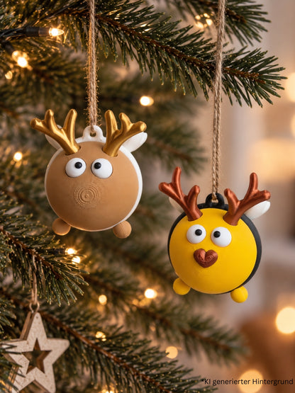 Rentier-Christbaumschmuck Horstie – 3D-gedruckter Weihnachtsanhänger
