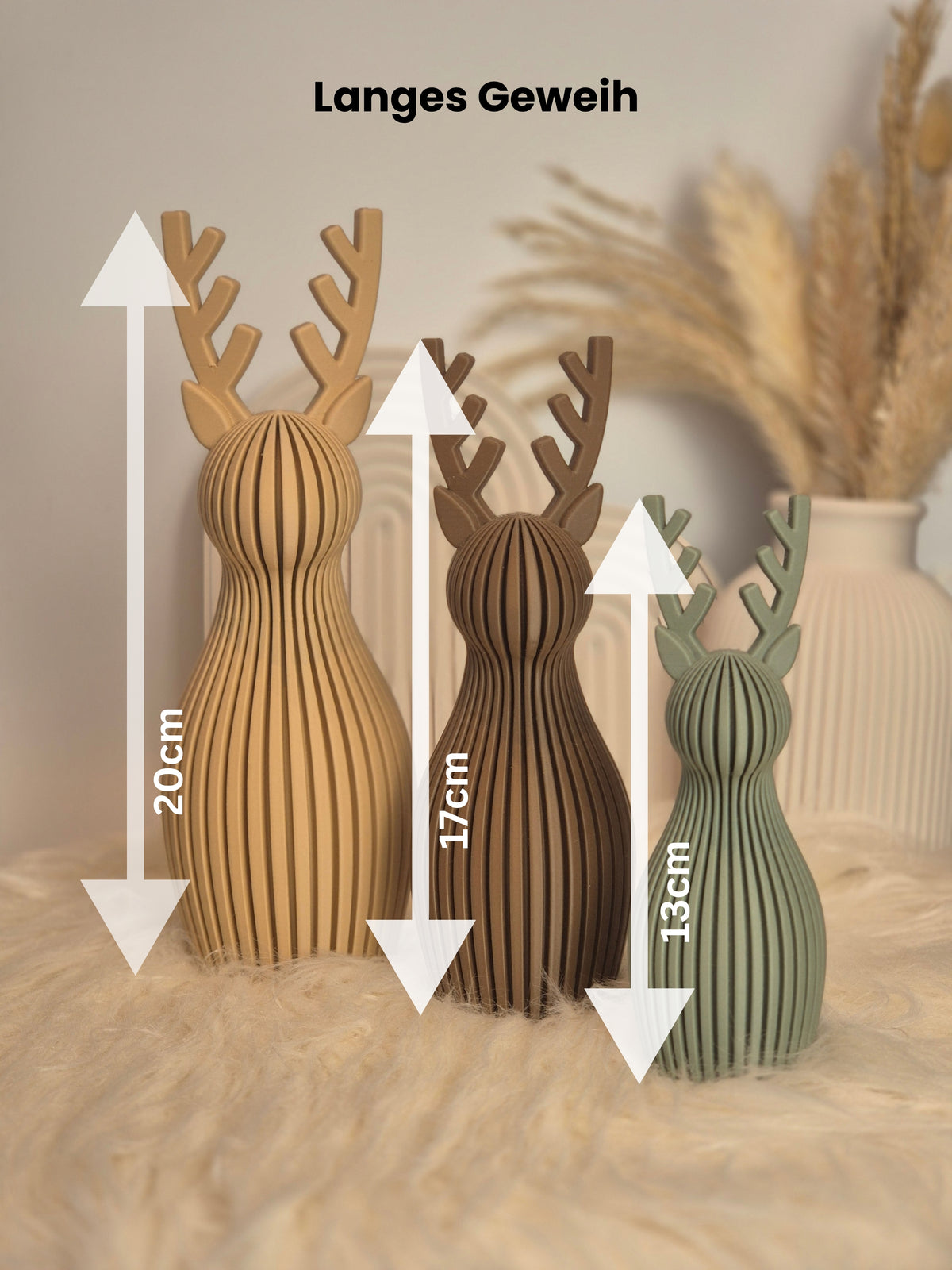 Skandi Rentier Dekofigur – 3D-gedruckte Weihnachtsdeko in 3 Größen
