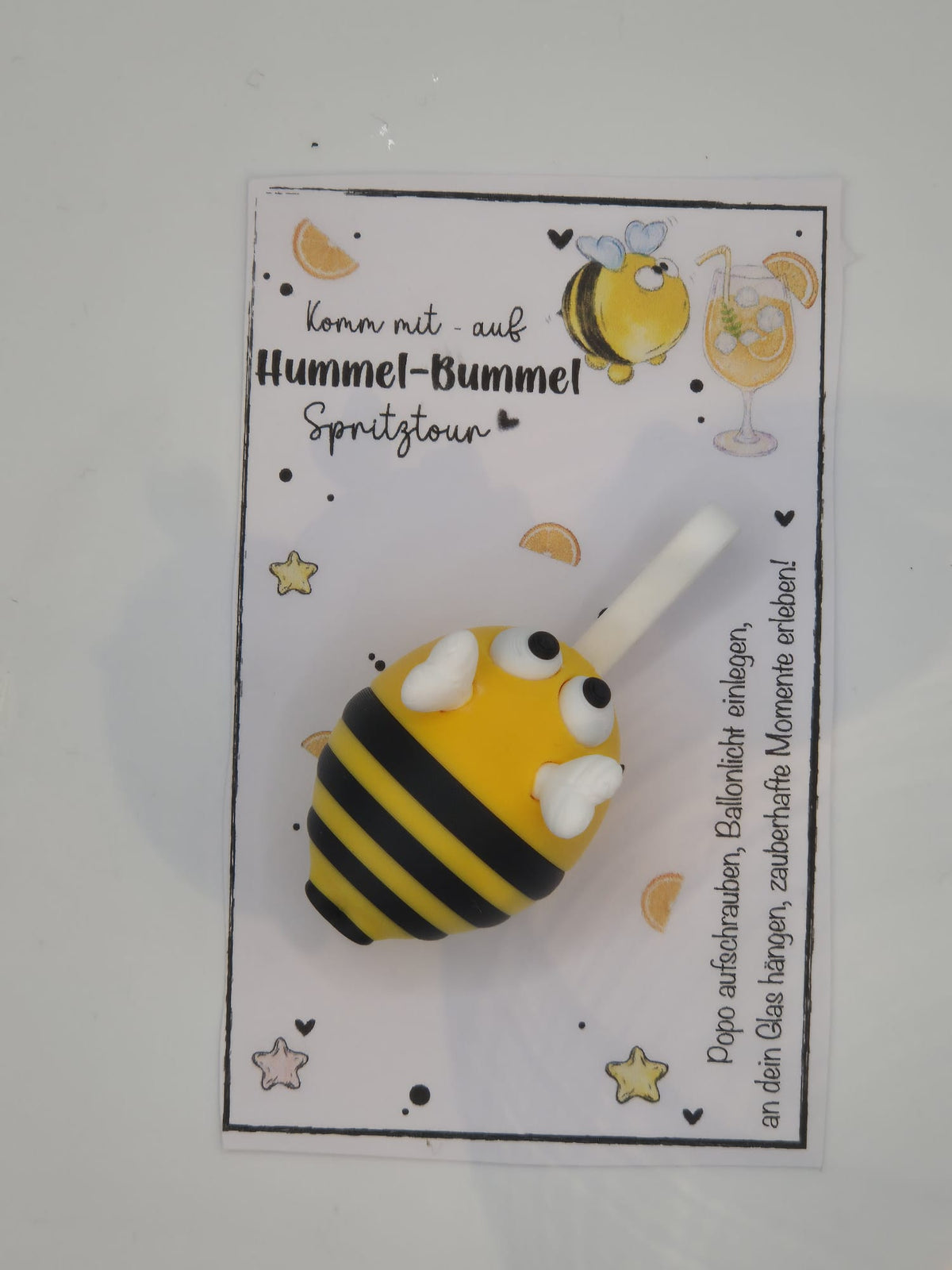 Hummel Horstie Glasmarkierer mit LED | 3D Druck | Gastgeschenk Mädelsabend