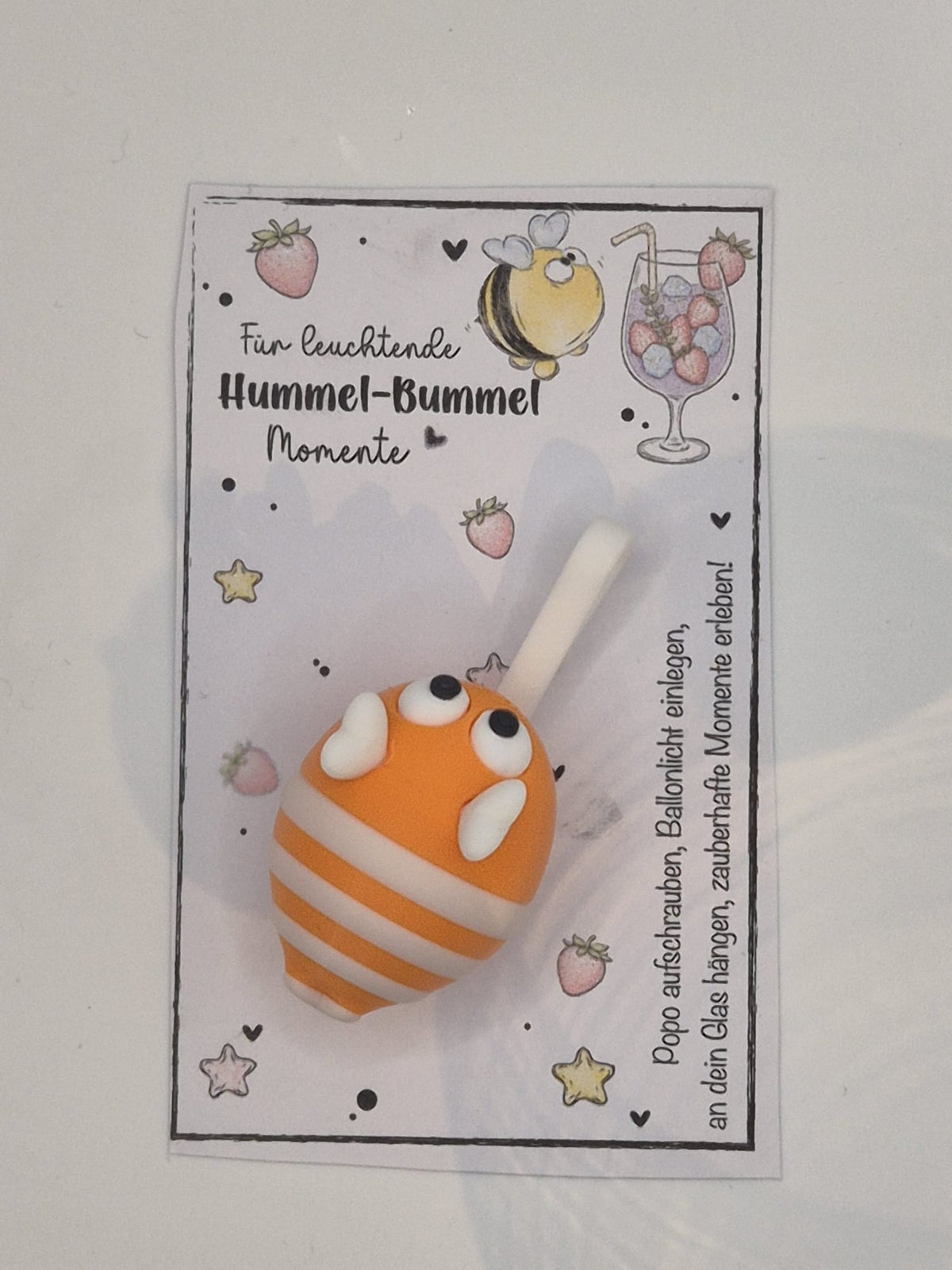 Hummel Horstie Glasmarkierer mit LED | 3D Druck | Gastgeschenk Mädelsabend