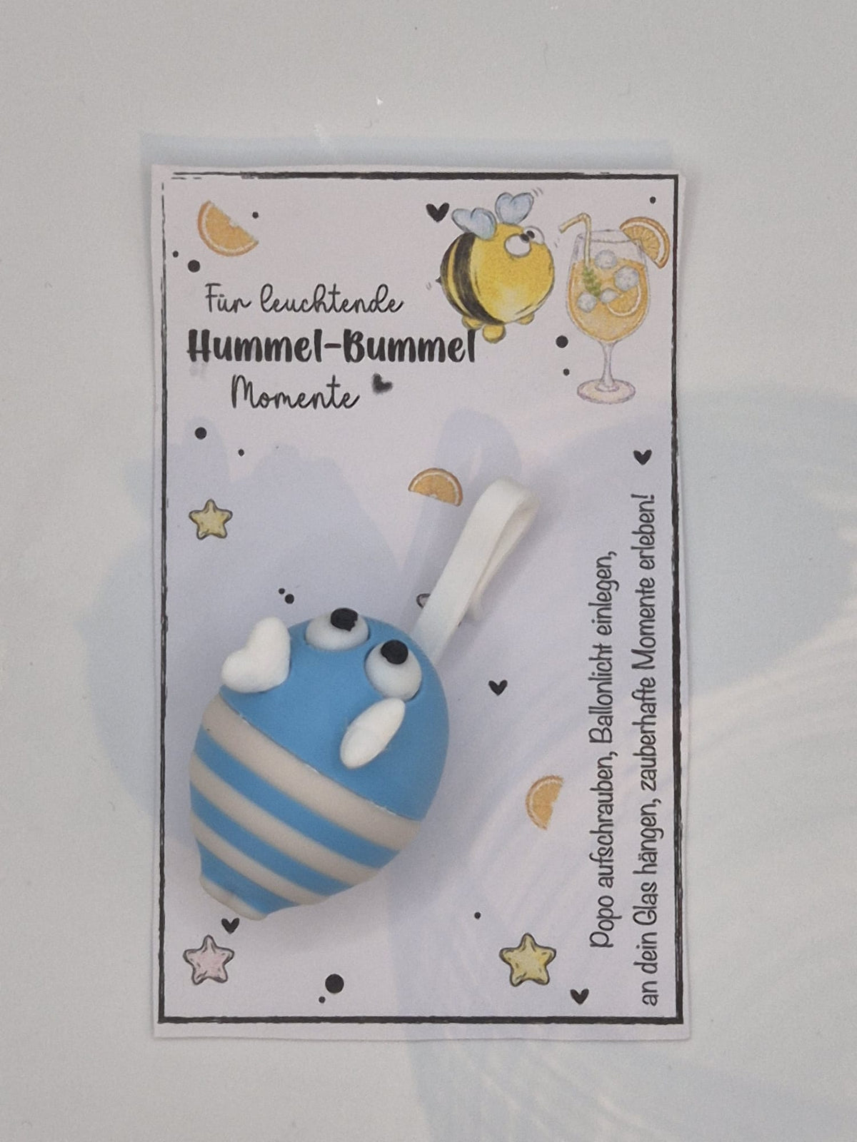Hummel Horstie Glasmarkierer mit LED | 3D Druck | Gastgeschenk Mädelsabend